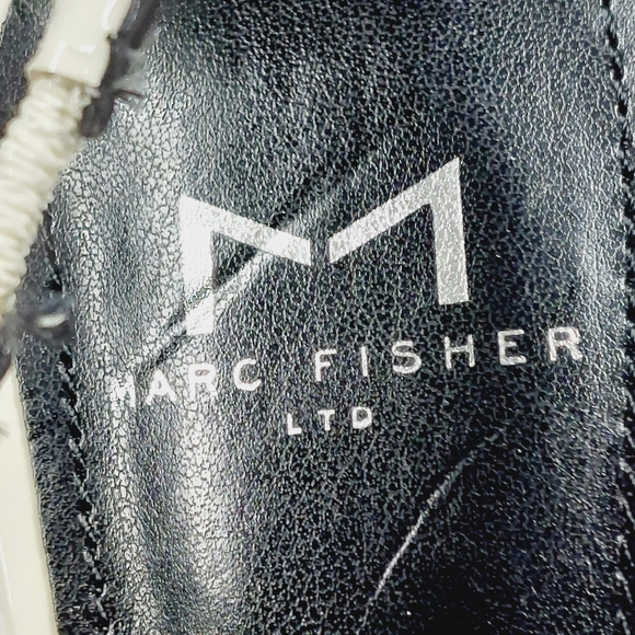 New Marc Fisher White Patent Leather Pointed Toe Slingback Heels V193 - Picture 10 of 14